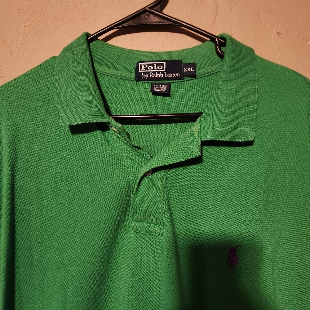 Green Polo by Ralph Lauren cotton polo shirt with a purple embroidered logo XXL - Picture 2 of 3